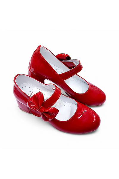 BEEBRON Ortopedik Topuklu Abiye Kız Çocuk Ayakkabı Glossy Series Abiayk2401 Rugan Kırmızı