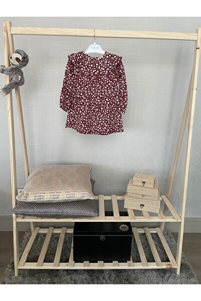 Baby Bordo Çiçekli Elbise