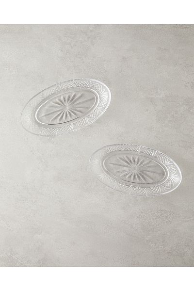 English Home Cross Glass 2 Piese Farfurie Barcă 23x17 cm Transparent