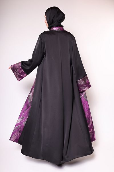 HARİKA WEAR اللمعان الأرجواني والتصميم الذي يجتمع فيه الأناقة - أسود (ABAYA فقط)
