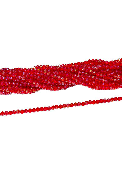 Serhat Aksesuar ve El İşçilik 6 مم خرز زجاجي كريستالي أحمر فاتح 6 مم 1 سلسلة ...