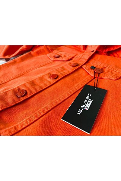 Hilal Akıncı Kids Деним яке с качулка, цветно и свалящо се, за момиче