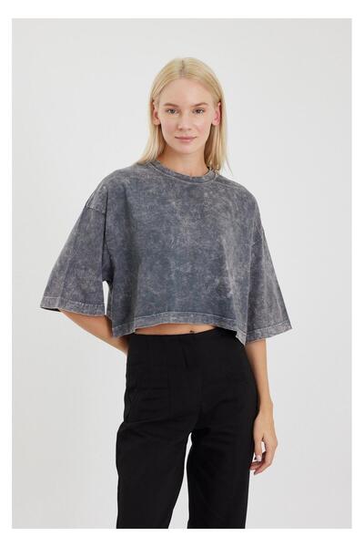 TIFFANY&TOMATO Yıkamalı Crop T-Shirt