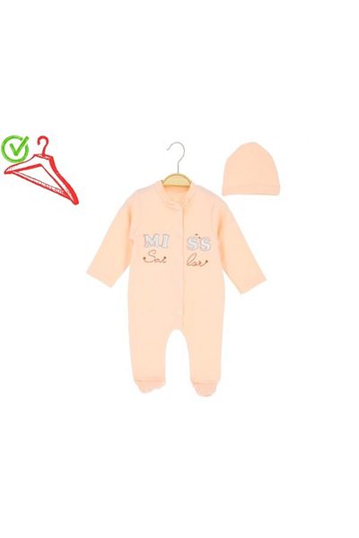 Hayat 165-02-25 Baby Girl Hat Embroidered Jumpsuit 3/12 Months