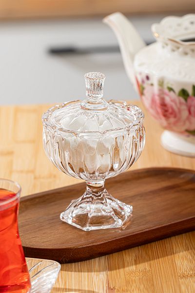 Porsima Sur-31 Glass Footed Sugar Bowl Presentation Bowl Turkish Delight Bowl Coffee Side Dragee 150 ml