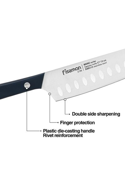 Fissman Santoku Knife 8'' Kitchen Knife Ultra Sharp, Stainless Steel X30Cr13, ABS Handle