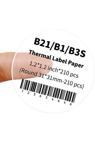NiiMbot 31x31mm Yuvarlak Şeffaf Etiket  210 Ad. B21/B1/B3S İçin (TT31*31-210)