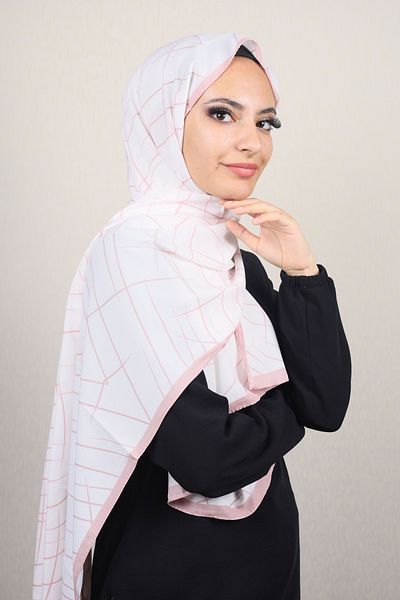 Modakaşmir Fashion Cashmere Pink-White Series Medina Silk Shawl - Pattern-01 - Color-10