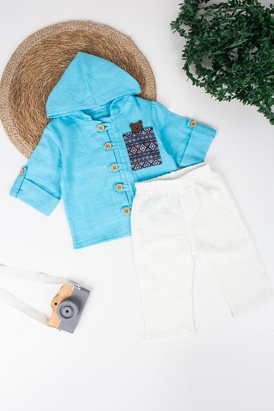 TRENDİMİZBİR Patterned Muslin Set of 2 for Baby Boy - Pocketed