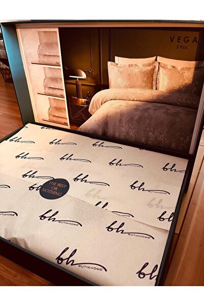 Butikhome by Egemar Vega Double Simple Modern Geometric Pattern Cream Bedspread 250x260cm Boxed