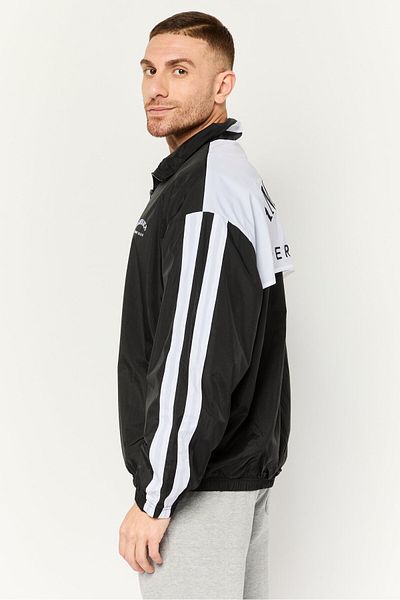Perry Ellis جاكيت رياضي رجالي بأكمام طويلة وشعار خلفي، أسود