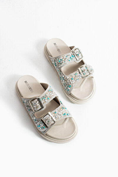 nurness Ruby Kadın Doğal Taşlı Kemerli Terlik