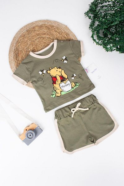 TRENDİMİZBİR Hunny Bear Printed Shorts Set for Baby Boy