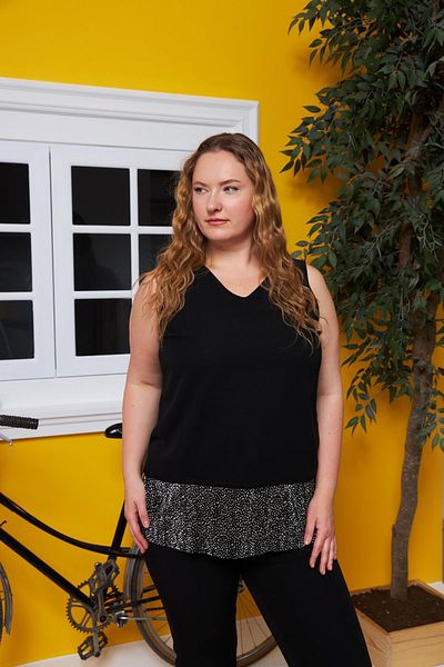 RMG Chiffon Lined Large Size Black Blouse
