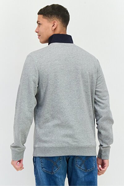 Perry Ellis Men Crew Neck Brand Logo Long Sleeves Sweatshirt, Grey