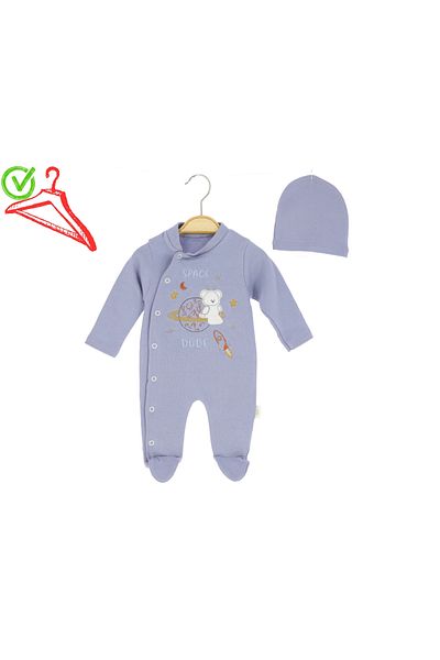 Hayat 165-02-25 Baby Boy Hat Embroidered Jumpsuit 3/12 Months