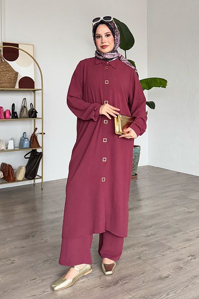 InStyle Set dublu Ayrobin Plum cu închidere pătrată