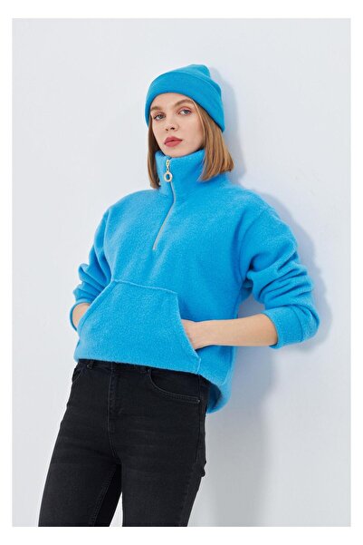 TIFFANY&TOMATO Önü Yarım Fermuarlı Kaşe Sweatshirt