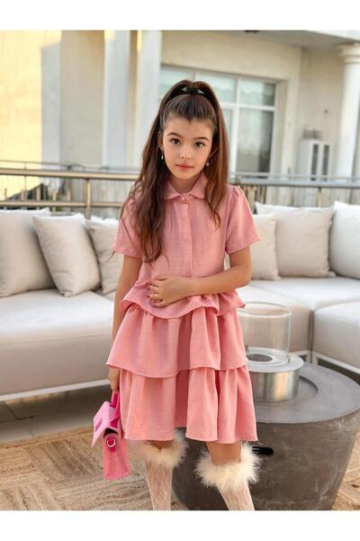Hilal Akıncı Kids Kız Çocuk Renkli Yandan Fermuarlı Kat Kat Elbise