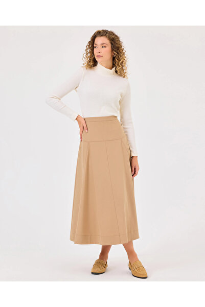 SCL Dikiş Detaylı Midi Boy Etek