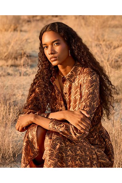 SEÇİL Belted Patterned Buttoned Dress