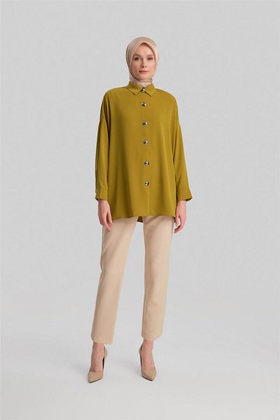 Armine Cămașă 24yd3000, verde ulei