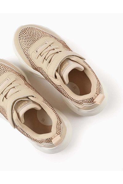 Ziddy Trainers with Sparkles for Girls 'ZY Superlight Runner', Beige