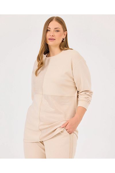 Gala-Xi Large Size Round Neck Patterned Sweatshirt
