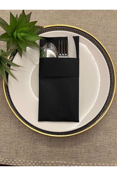 kidspartim 12 Pieces Black Air Laid Kangaroo Napkin with Fabric Feel