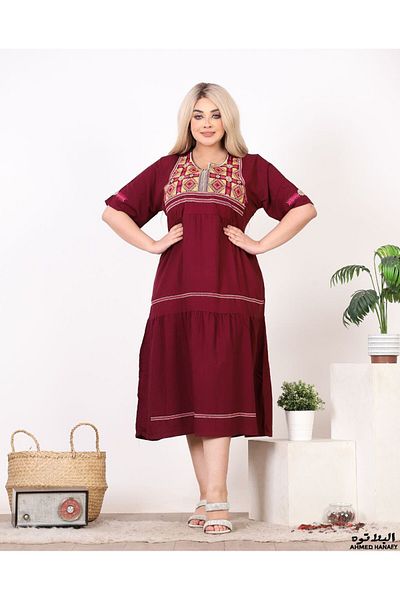 Genrics Comfortable and flowing embroidered cotton midi jalabiya