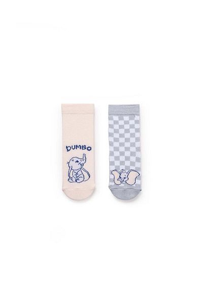 Ziddy Pack 2 Pairs of Non-Slip Socks for Baby Girls 'Stitch', Blue/Pink