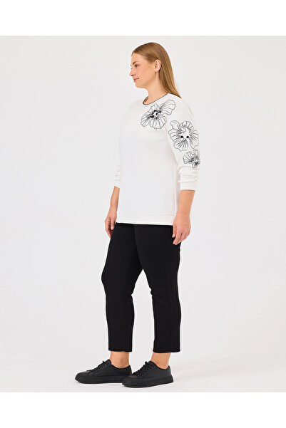 Gala-Xi Plus Size Crew Neck Sequin Detailed Sweatshirt