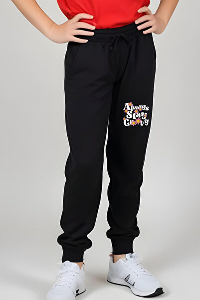 FYK COLLECTİON Stay Groovy Printed Girls Short Sleeve T-Shirt and Sweatpants Set