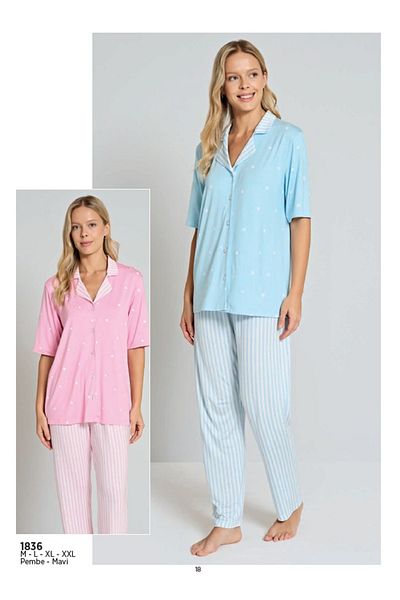 Pijadore Pink Women's Short Sleeve Buttoned Pajama Set