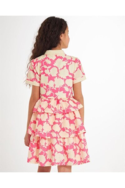 Hilal Akıncı Kids Rochie de in din bumbac stratificată colorată pentru fete