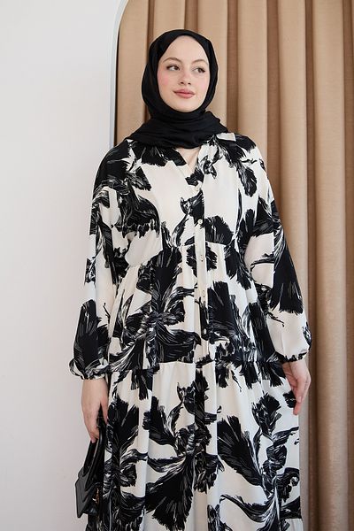 InStyle Rochie albă cu modele florale mixte