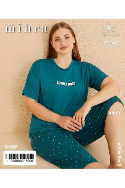 Mihra Milan Fabric Plus Size Capris Pajama Set