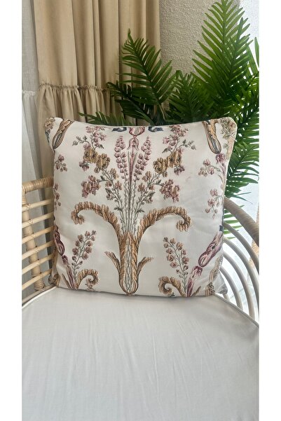 Decamor home Husă de pernă pentru sufragerie cu flori ecru cu detaliu brodat ...