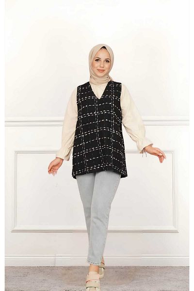CNG MODA V-Neck Tweed Sweater