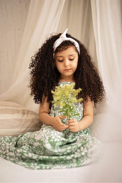 Hilal Akıncı Kids Rochie din viscoză din bumbac liliac, cu model floral, fără spate