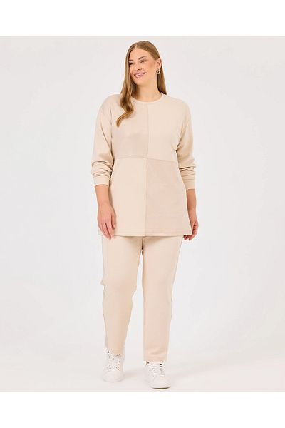 Gala-Xi Large Size Round Neck Patterned Sweatshirt