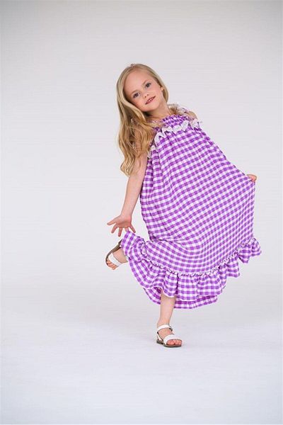 Hilal Akıncı Kids Κοριτσίστικο υφαντό μακρύ φόρεμα Gingham