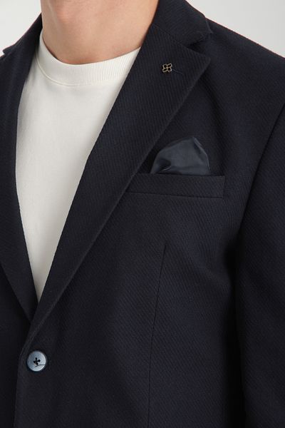 Frappoli Мъжко тъмносиньо сако Cazino Slim Fit Slim Cut с шарка и полуподплата