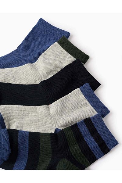 Ziddy Pack of 5 Pairs of Socks for Boys 'Stripes', Multicolour