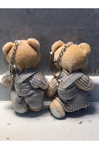 TOPROCKSTORE Teddy Bear in Dress and Overalls - Plush Toy and Keychain Sleeping Companion 12 cm