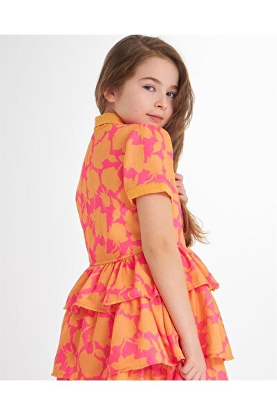 Hilal Akıncı Kids Rochie de in din bumbac stratificată colorată pentru fete