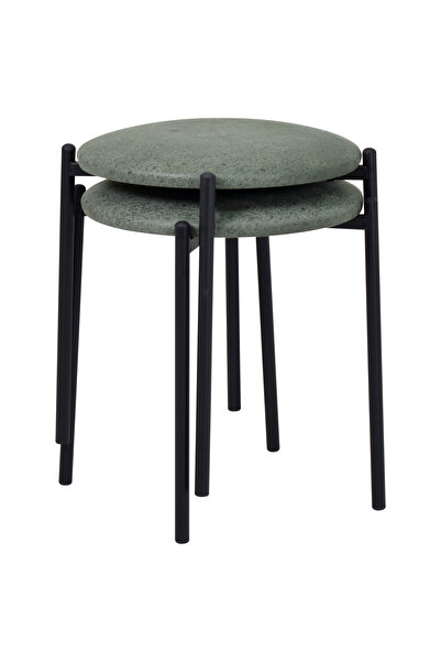 VİLİNZE Nil Siyah Metal Ayak Istiflenebilir Mutfak-balkon Taburesi (2 ADET)