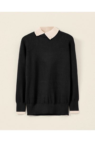 SEÇİL Pulover din tricot cu mânecă lungă cu guler de cămașă
