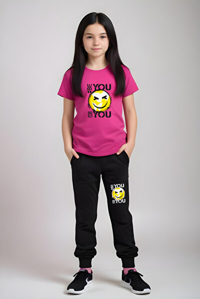 FYK COLLECTİON For You Emoji Štampano Majica kratkih rukava i trenerke za dev...