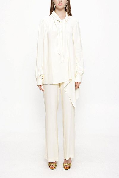 SOCIETA Ecru Elastic Waist Trousers Double Suit 12284